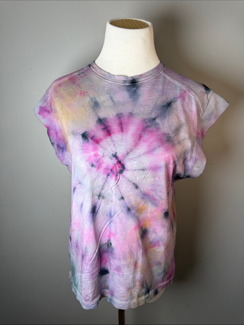 Tie-Dye Cap Sleeve Tee - Pink Multi